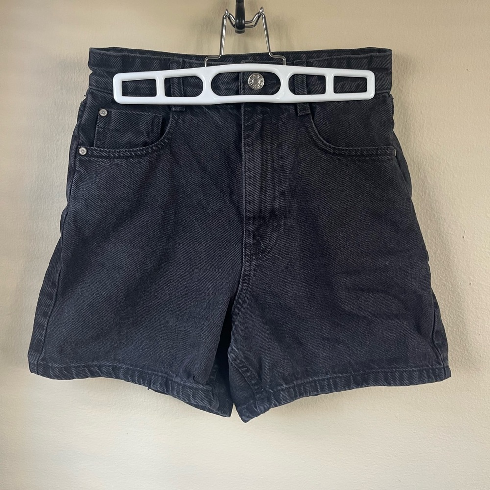 Zara High Waisted Black Denim Shorts